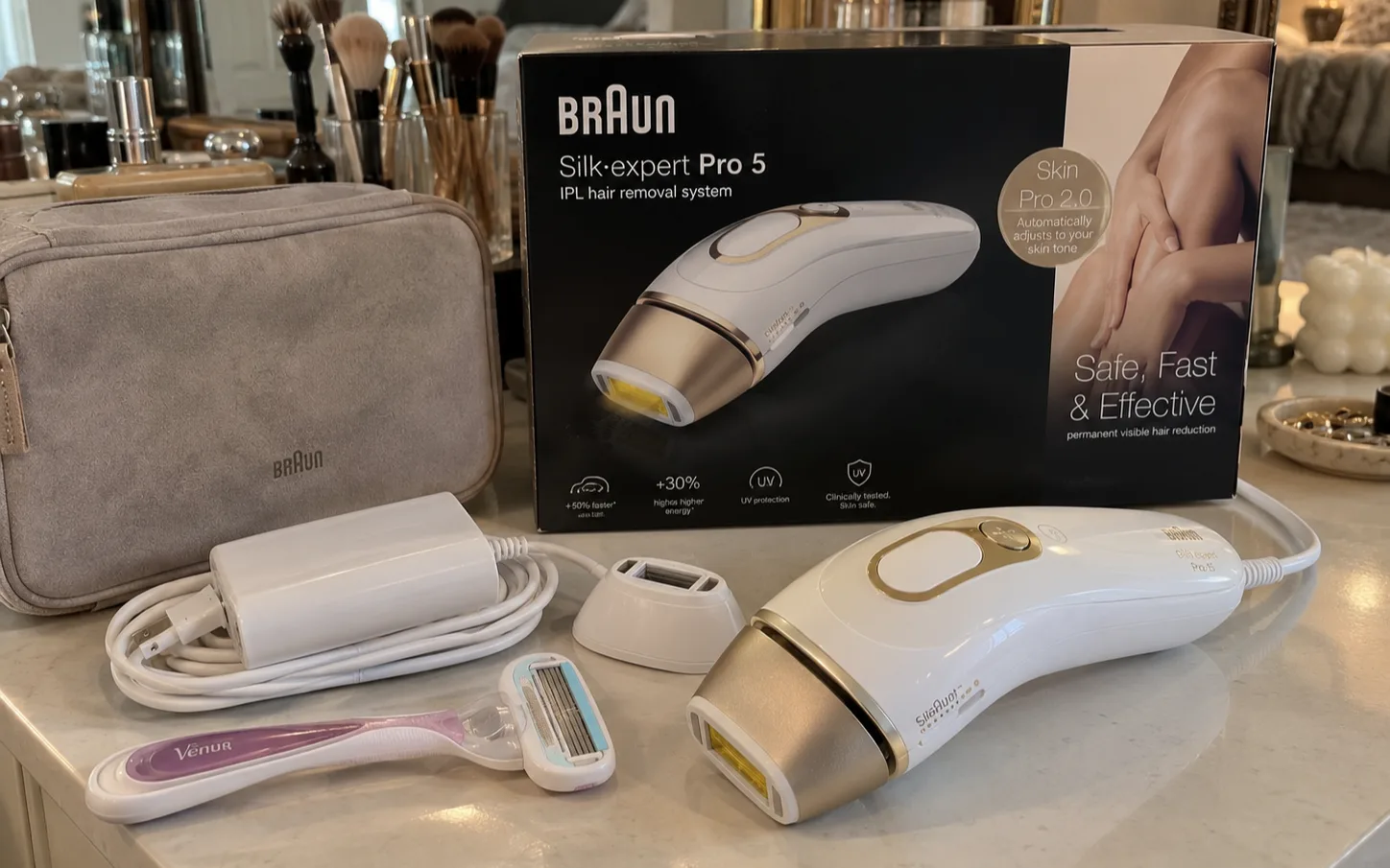 Braun Silk-expert Pro 5 PL5147 IPL hair removal device with its precision head